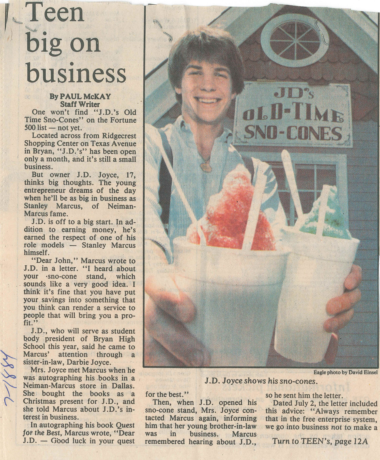 The Eagle Archives: J.D.'s Old Time Sno-Cones